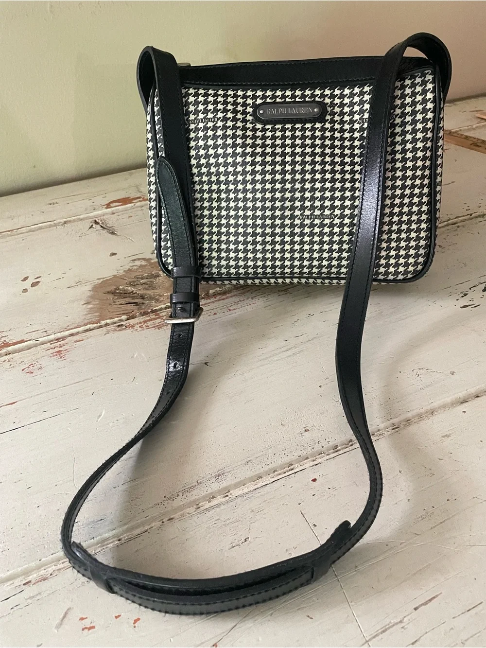 Ralph Lauren Black and White Houndstooth Crossbody